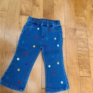 First Impressions Blue Denim Pants with Colorful Polka Dots